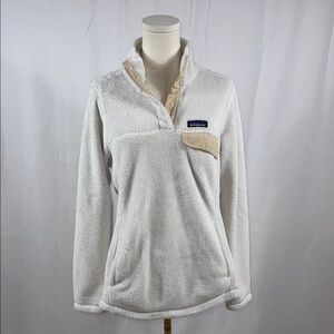 Patagonia White Fleece Pullover with Tan Details